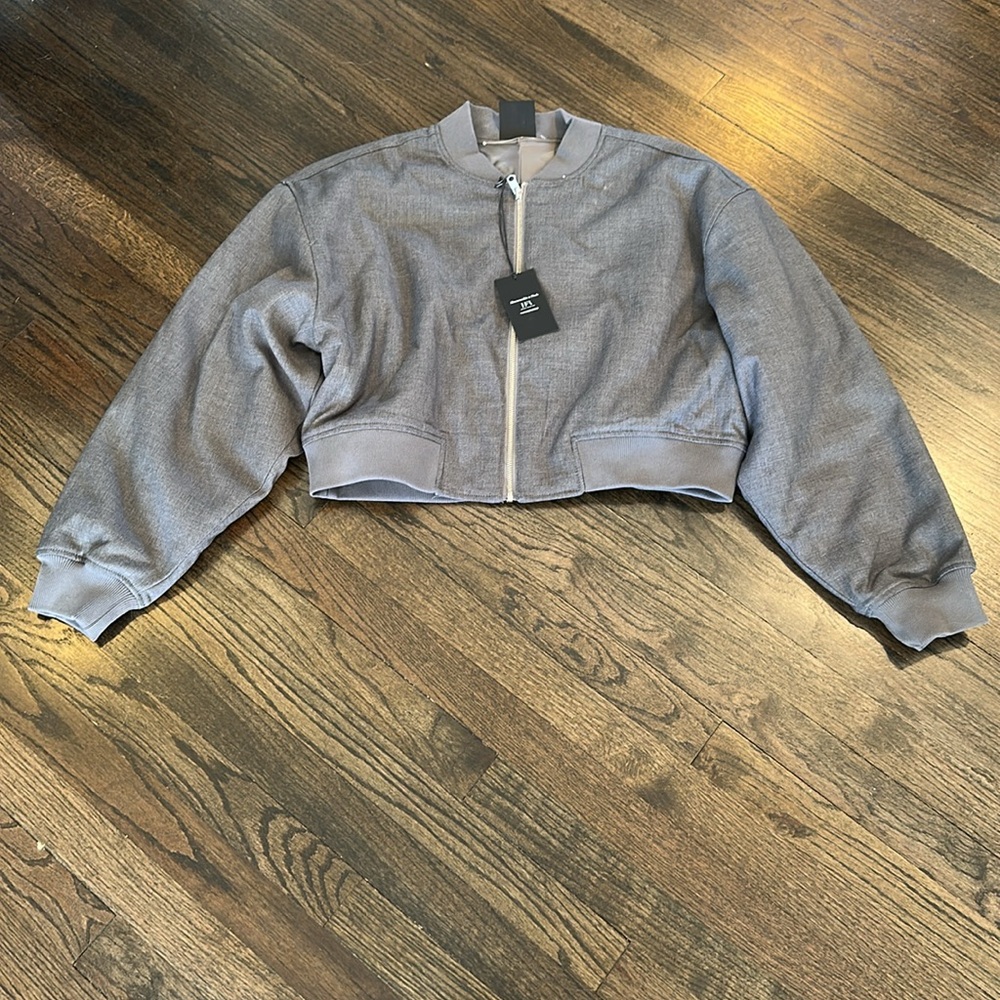 Abercrombie NWT HFR x Nicole Benefield Cropped Reversible Bomber Jacket L NEW - Picture 3 of 10